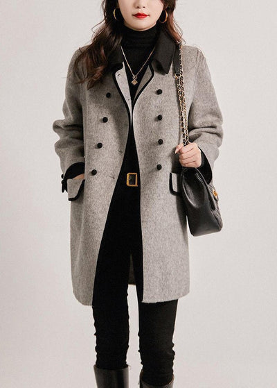 Women’s Double-Breasted Coat - Tailored Mid-Length Winter Outerwear