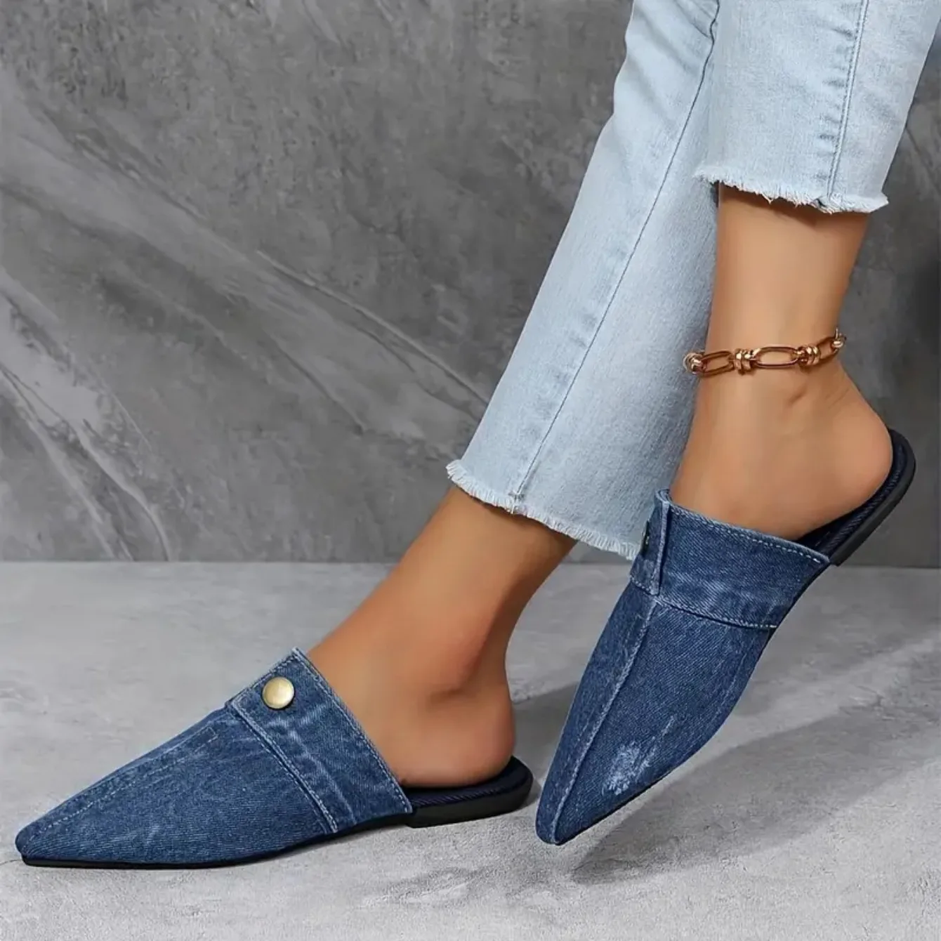 Women's Denim Mule Slides