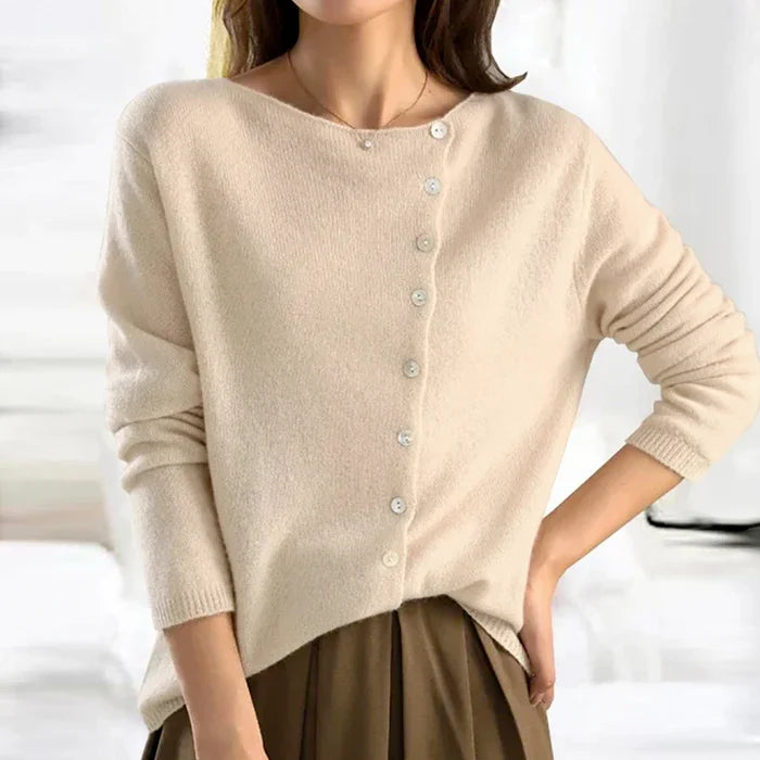 Isadora - Asymmetric Button Knit Cardigan