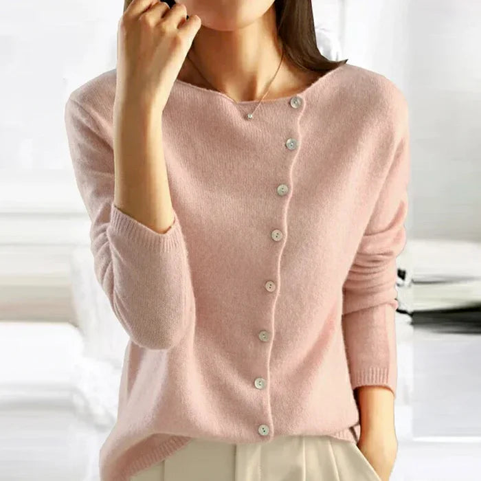 Isadora - Asymmetric Button Knit Cardigan