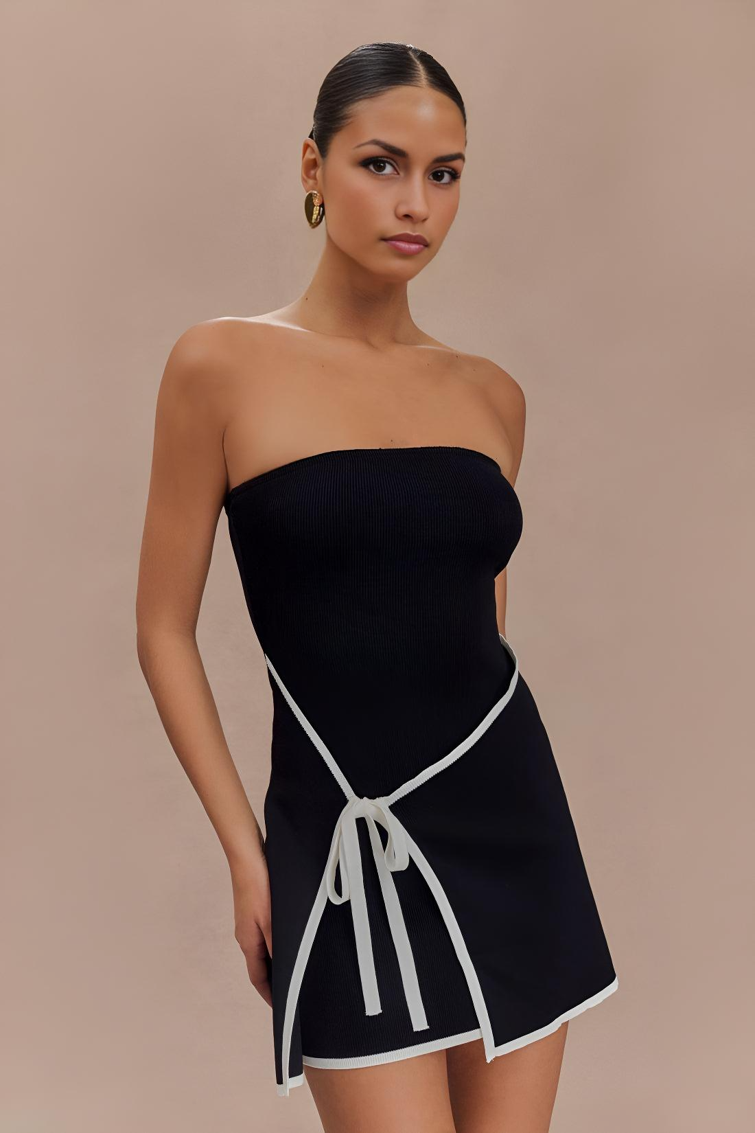 Lina - Contrast Trim Strapless Mini Dress