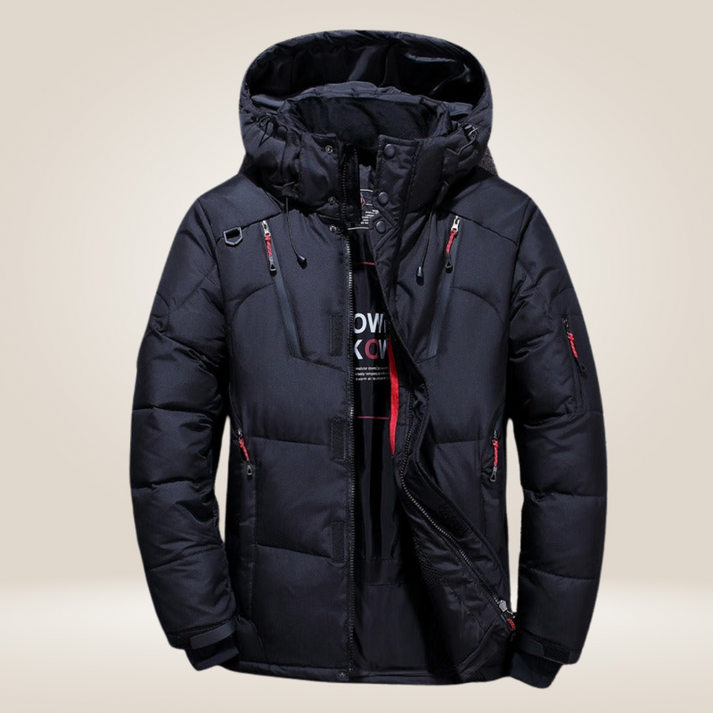 Men’s Insulated Hooded Winter Jacket - Waterproof Zip-Up Puffer Coat