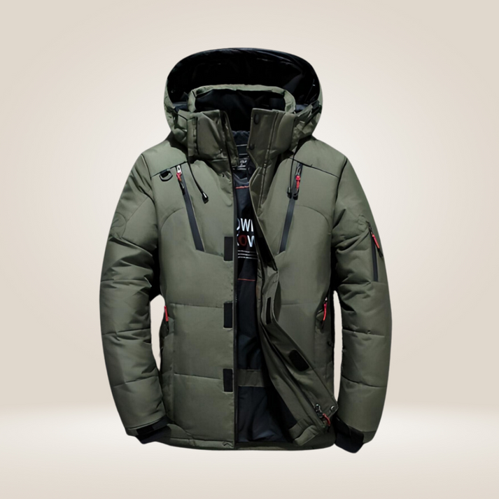 Men’s Insulated Hooded Winter Jacket - Waterproof Zip-Up Puffer Coat