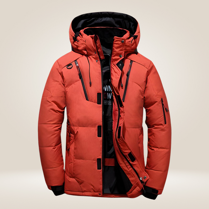 Men’s Insulated Hooded Winter Jacket - Waterproof Zip-Up Puffer Coat