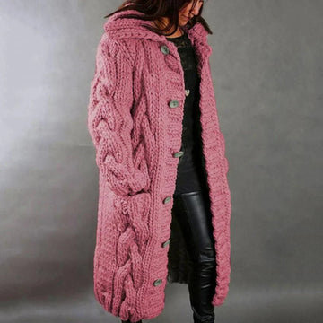 Women’s Elara Chunky Knit Button-Down Longline Cardigan Coat