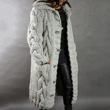 Women’s Elara Chunky Knit Button-Down Longline Cardigan Coat