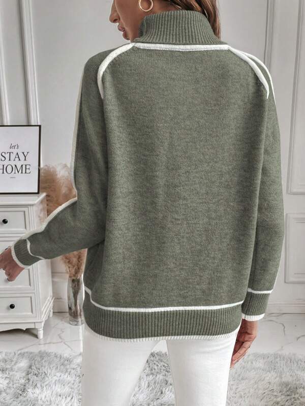 Women’s Olive Cotton Jumper – Round Neck & Soft Knit