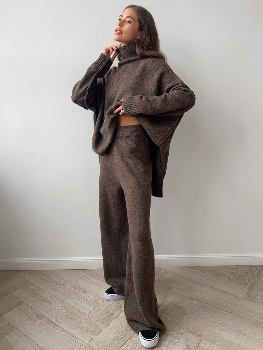 Women’s Oversized High‑Neck Knit Lounge Set
