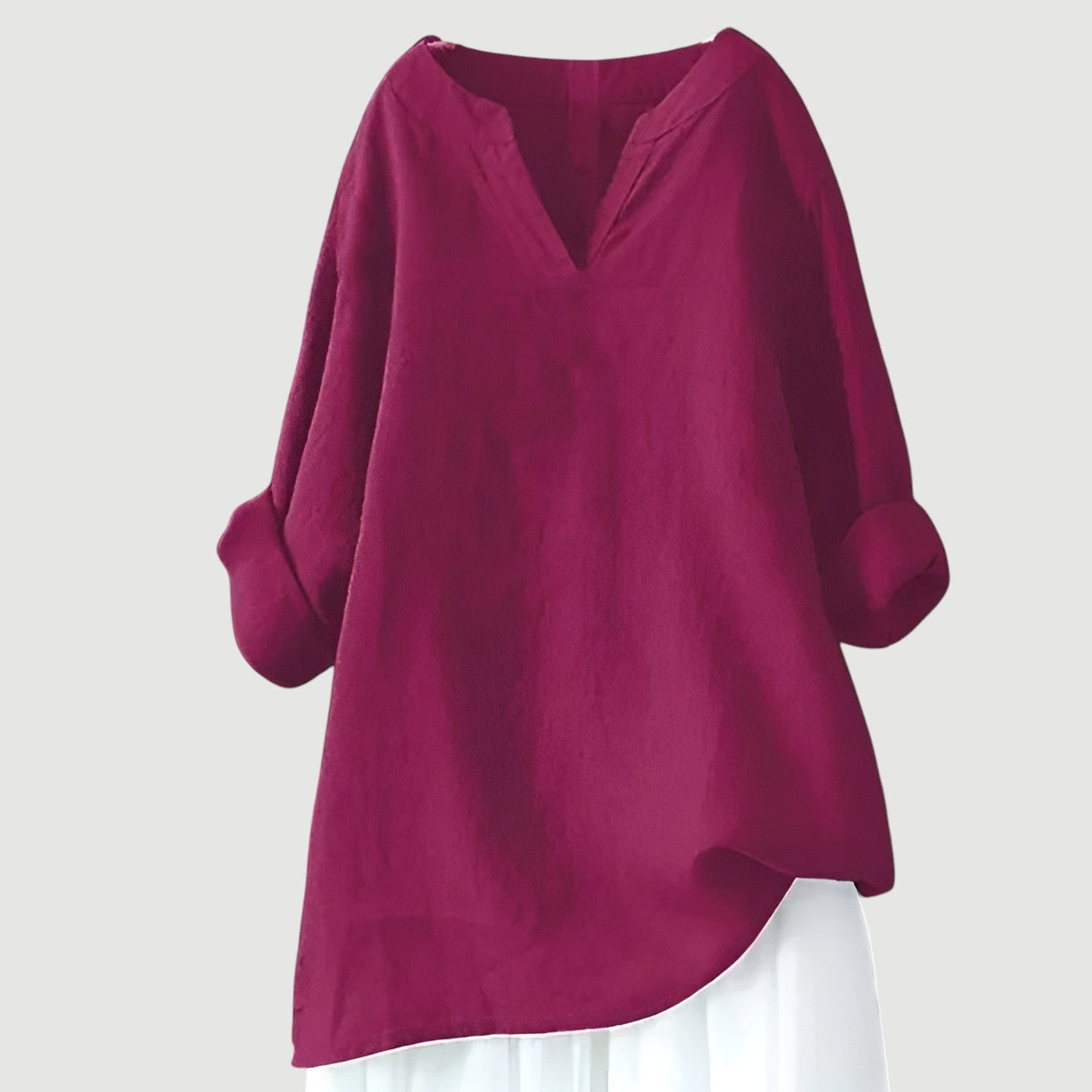 Women’s Elara Relaxed V-Neck Longline Blouse - Effortless Everyday Essential