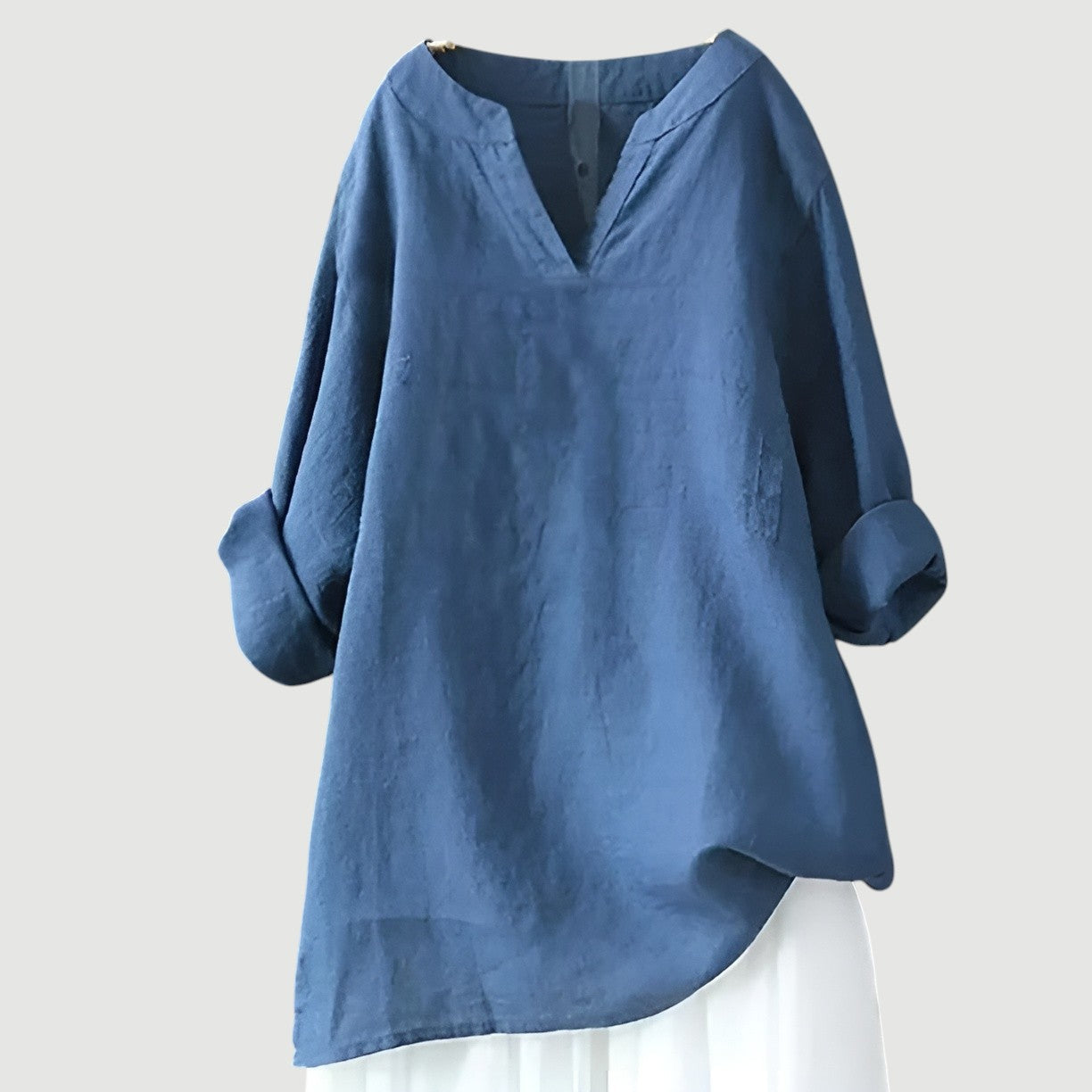 Women’s Elara Relaxed V-Neck Longline Blouse - Effortless Everyday Essential