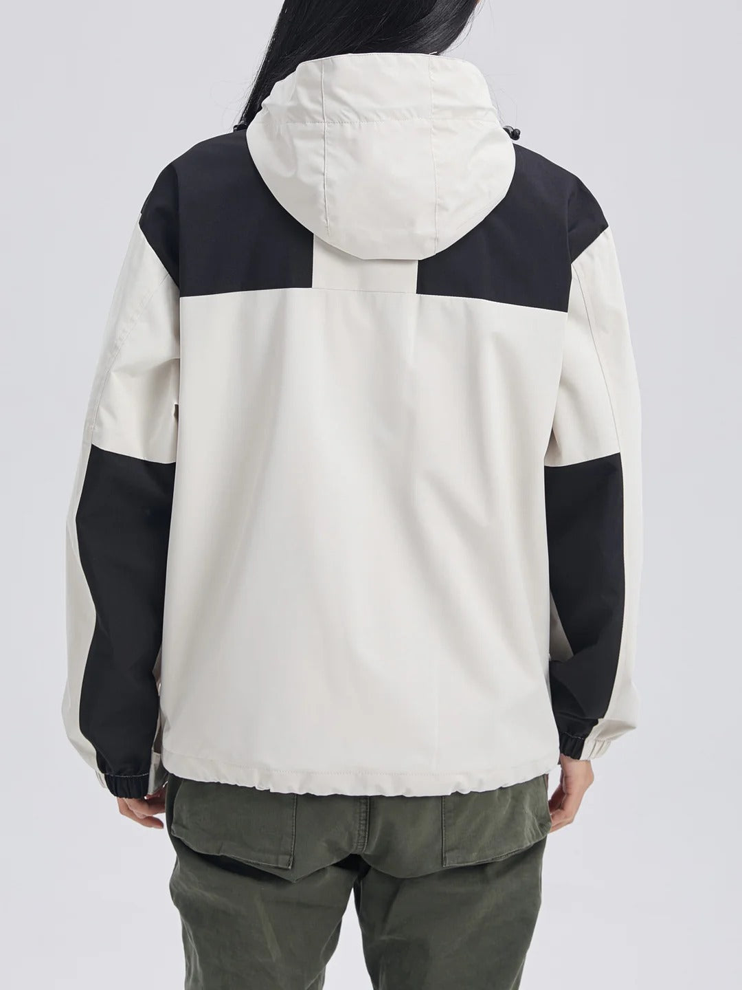 Women’s Two-Tone Hooded Outdoor Jacket - Functional Zip-Up Design