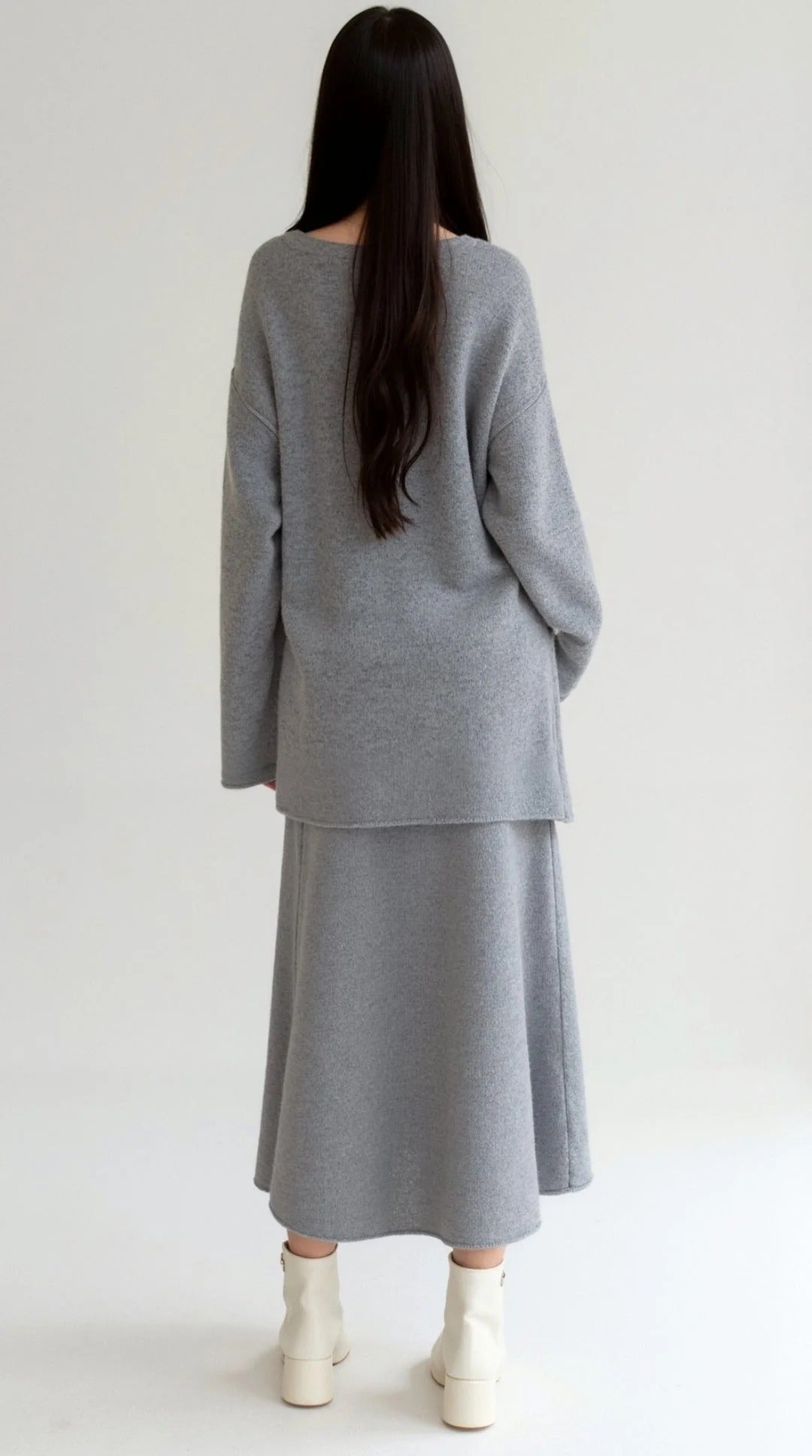 Women’s Serene Knit Two-Piece Set - Relaxed Top Flowing Midi Skirt