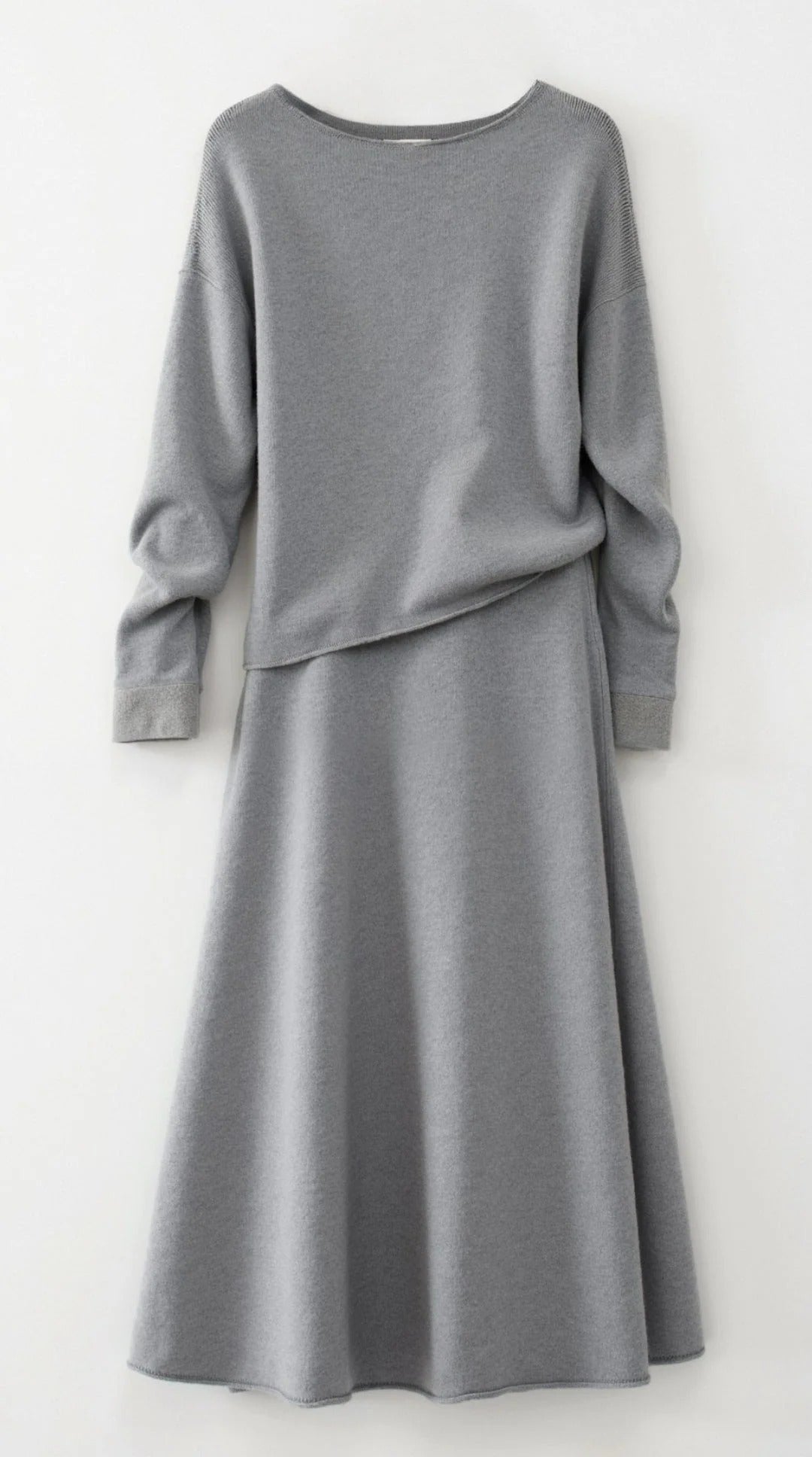 Women’s Serene Knit Two-Piece Set - Relaxed Top Flowing Midi Skirt