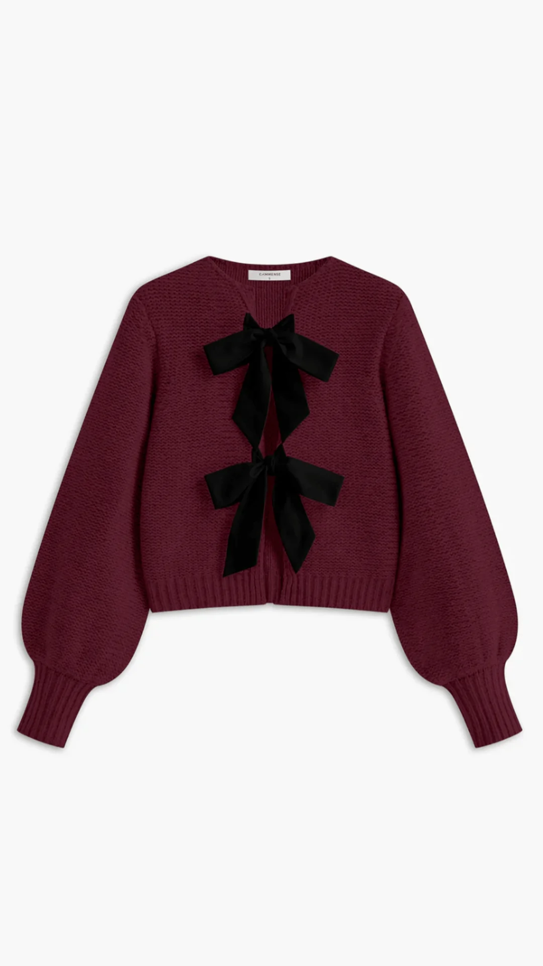 Women’s Bow-Tie Knit Cardigan - Soft Knit Front Ribbon Detail