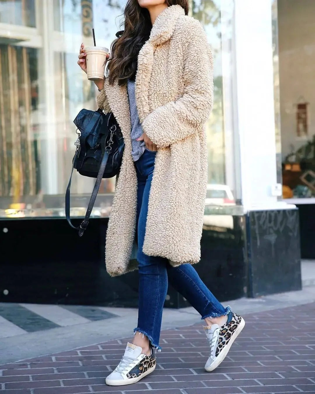Women’s Cozy Oversized Teddy Coat - Longline Plush Winter Jacket