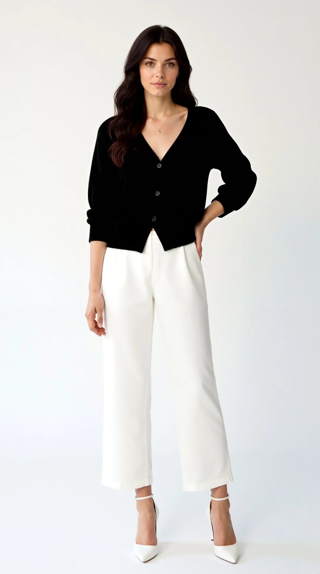 Women’s V-Neck Button-Up Cardigan - Soft Knit Relaxed Fit