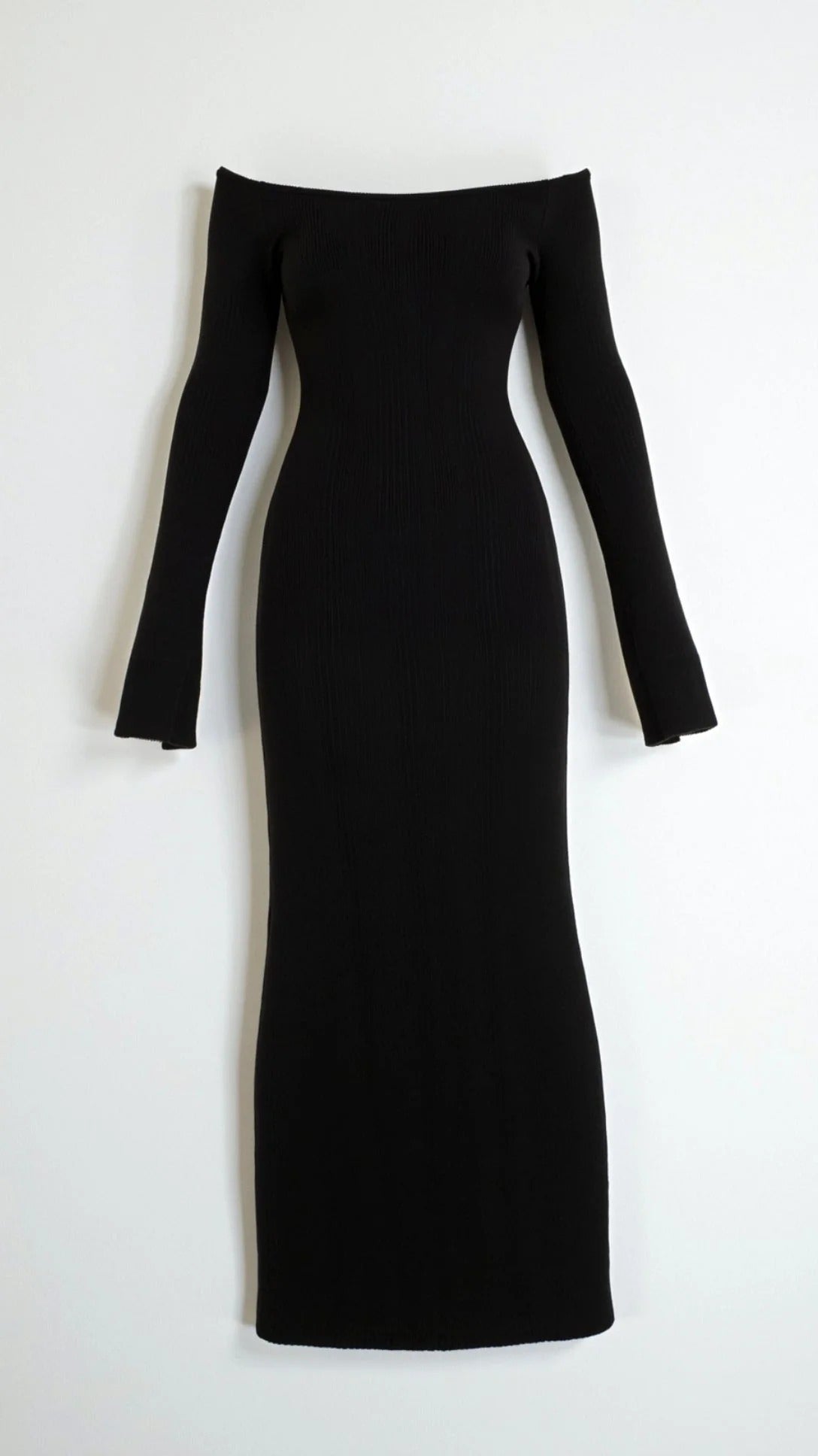 Women’s Off-Shoulder Ribbed Maxi Dress - Elegant Bodycon Dress