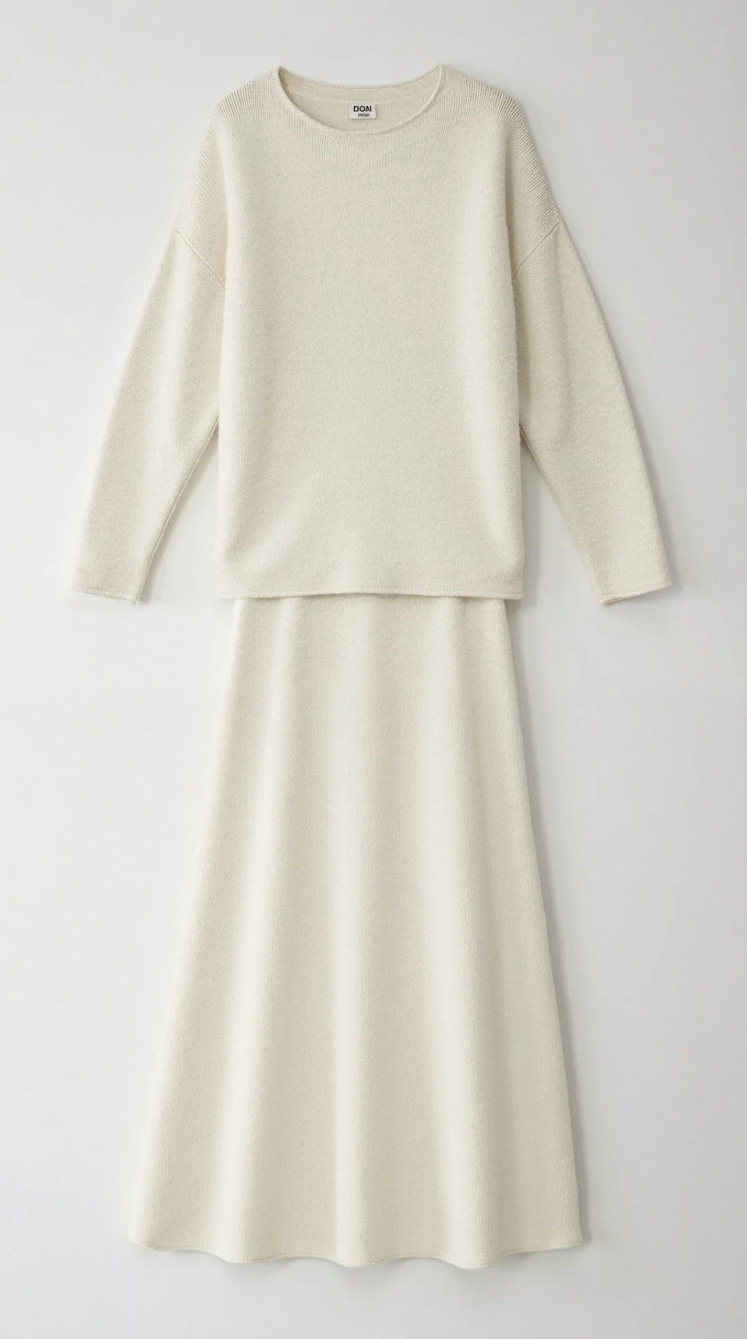 Women’s Serene Knit Two-Piece Set - Relaxed Top Flowing Midi Skirt