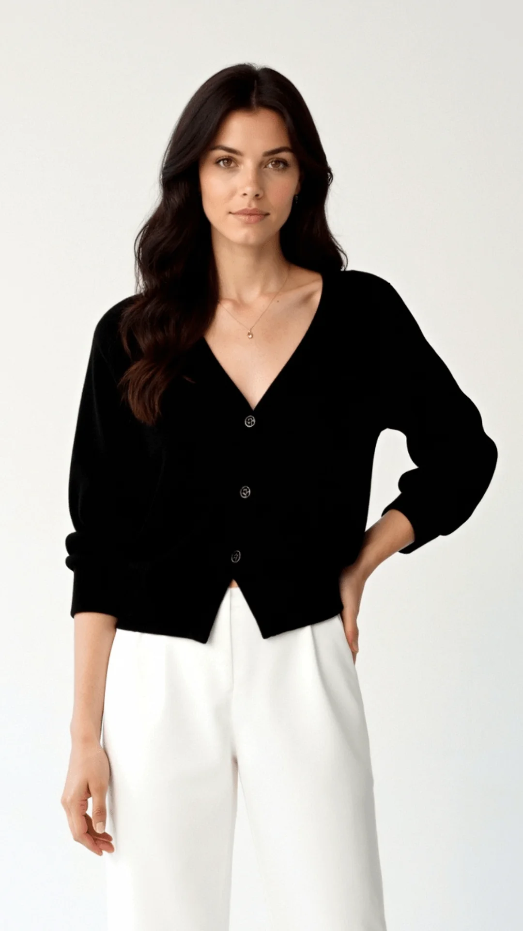 Women’s V-Neck Button-Up Cardigan - Soft Knit Relaxed Fit