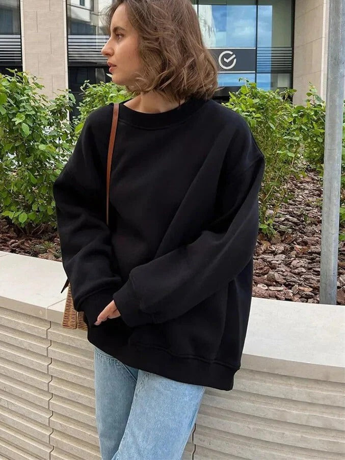 Women’s Oversized Casual Sweatshirt - Relaxed Long Sleeve Pullover