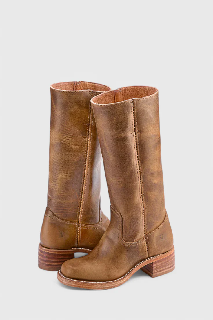 Women’s Stacked-Heel Knee-High Boots - Classic Western-Inspired Look