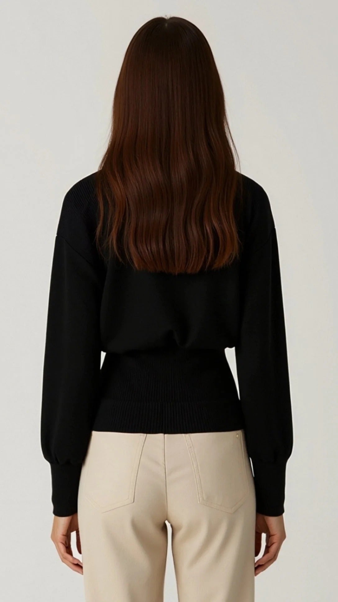 Women’s Deep V-Neck Statement Cardigan - Gold Detail Wrap Top