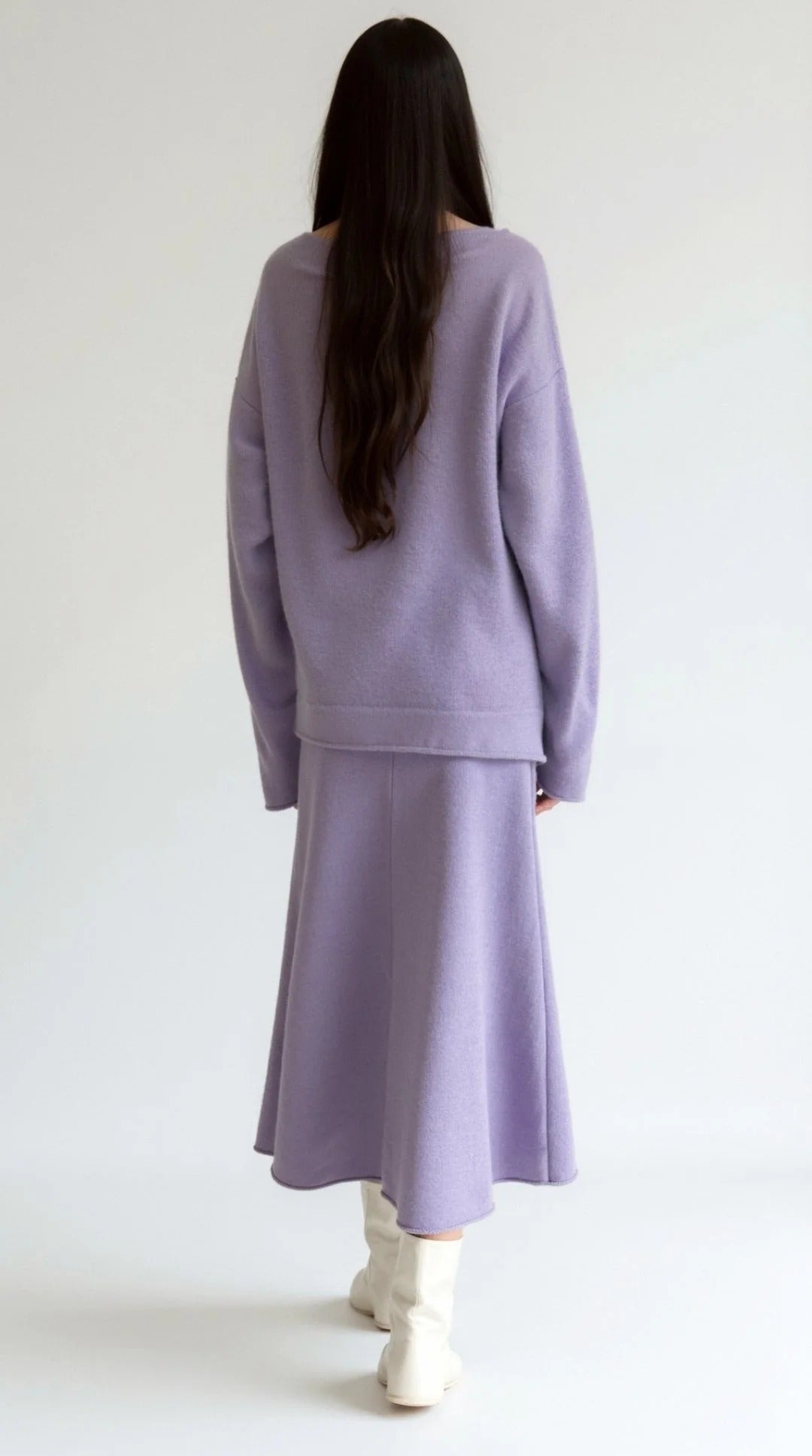 Women’s Serene Knit Two-Piece Set - Relaxed Top Flowing Midi Skirt