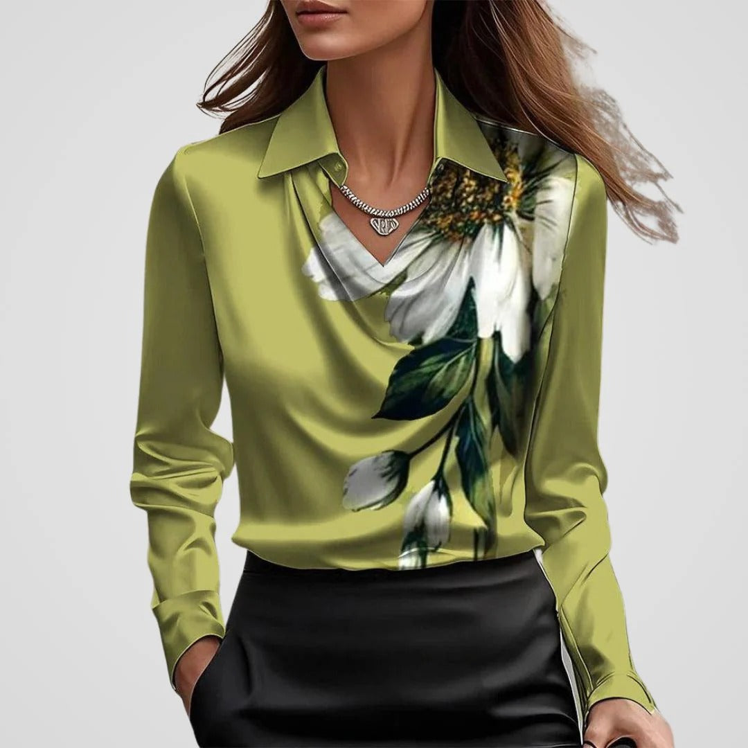 Women’s Celeste Satin Drape Collar Blouse