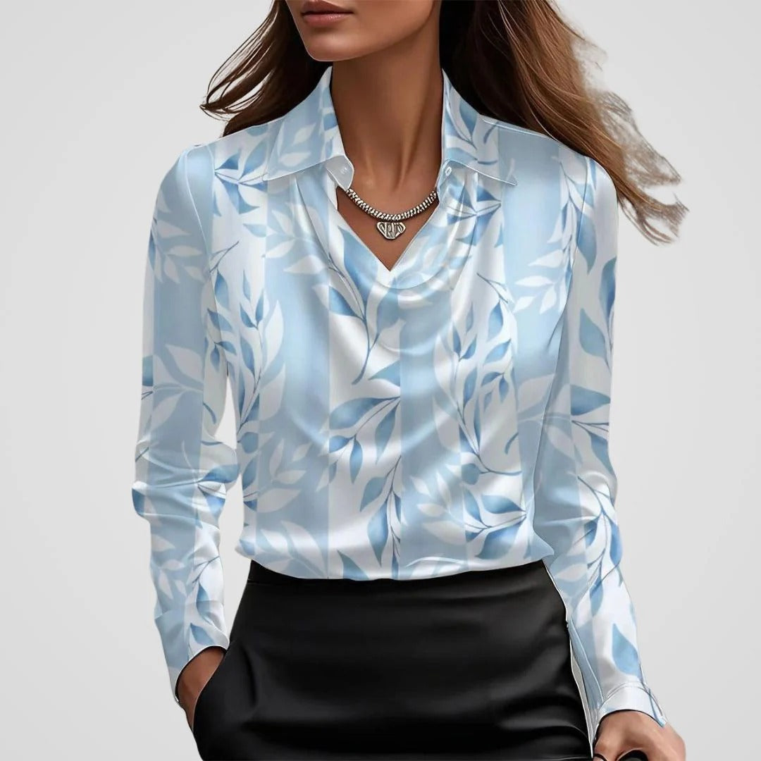Women’s Celeste Satin Drape Collar Blouse