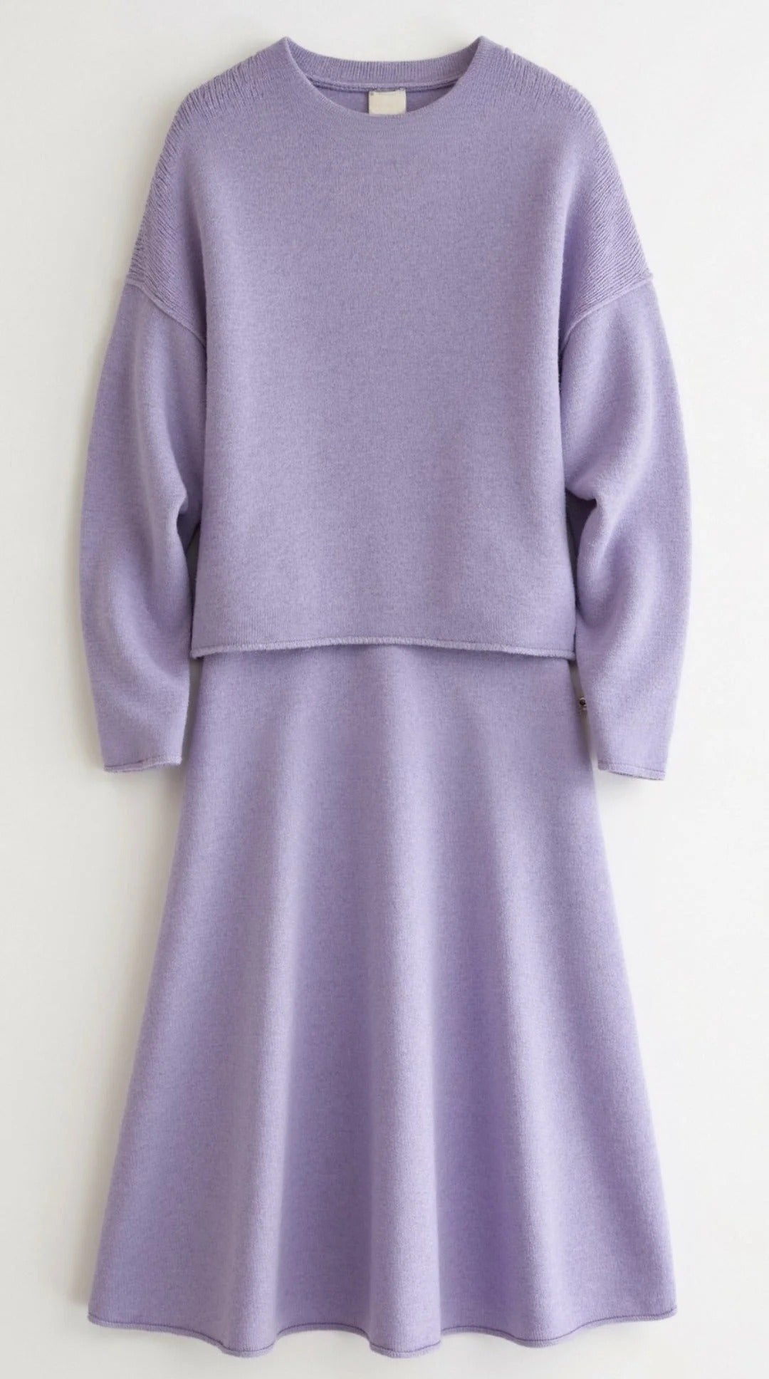 Women’s Serene Knit Two-Piece Set - Relaxed Top Flowing Midi Skirt