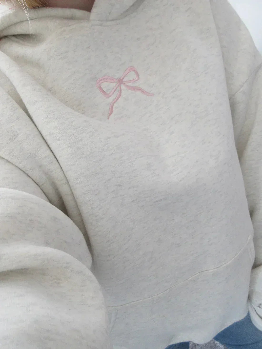 Women’s Bow Detail Hoodie - Cozy Minimalist Pullover