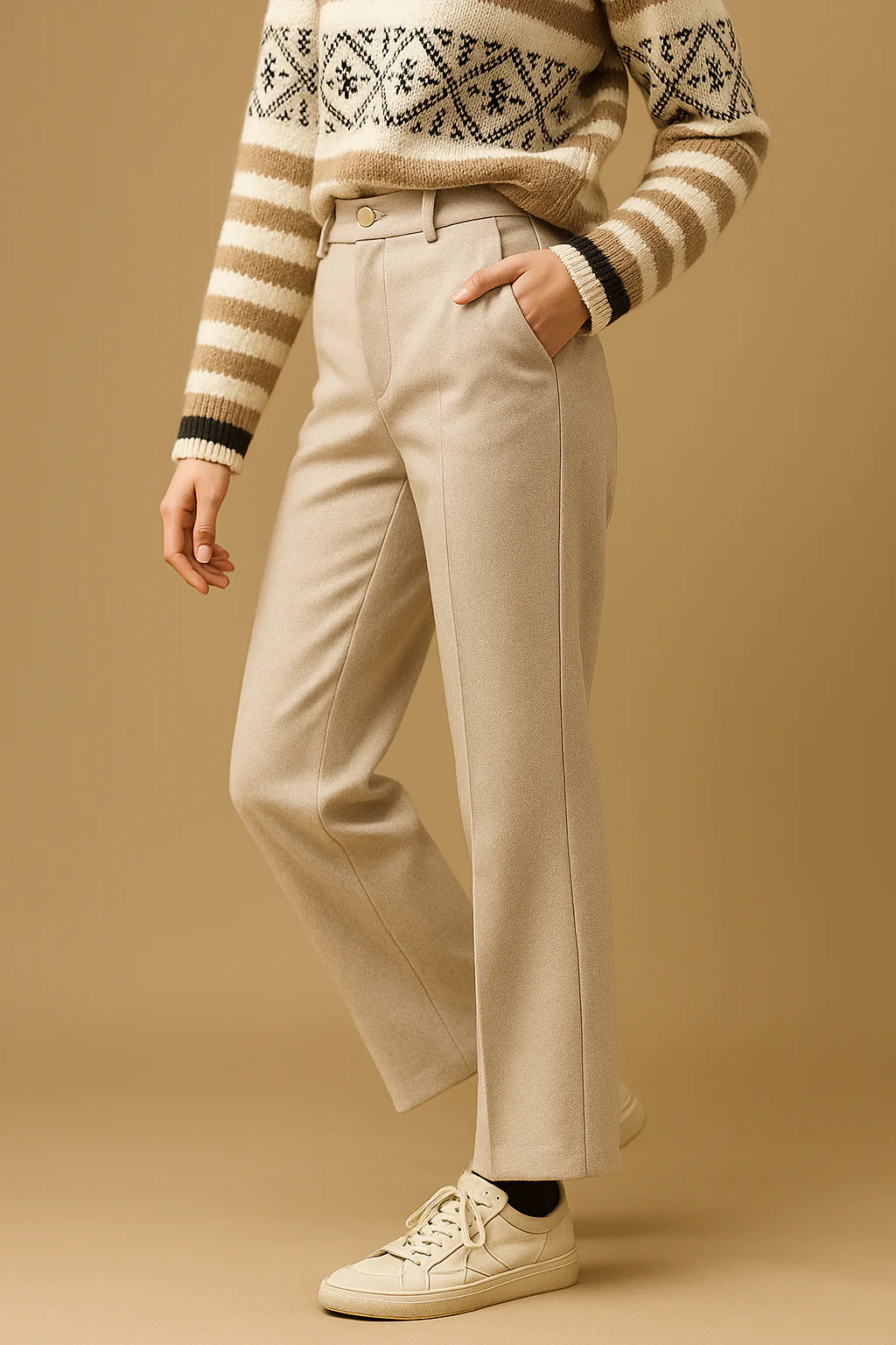Women’s Tailored Straight-Leg Trousers - Mid-Rise Classic Fit