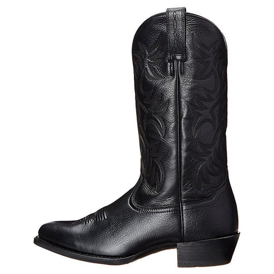 Women’s Midnight Western Leather Boots - Classic Embroidered Cowboy Style