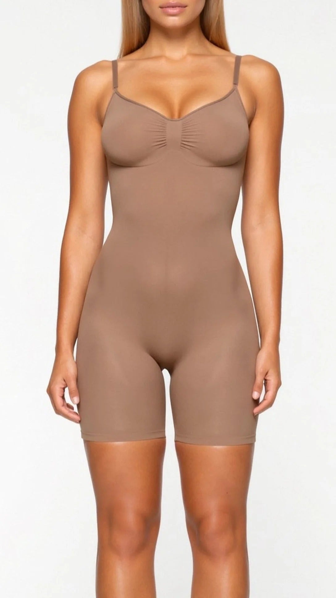Women’s Seamless Shaping Bodysuit - Mid-Thigh Sculpting Fit