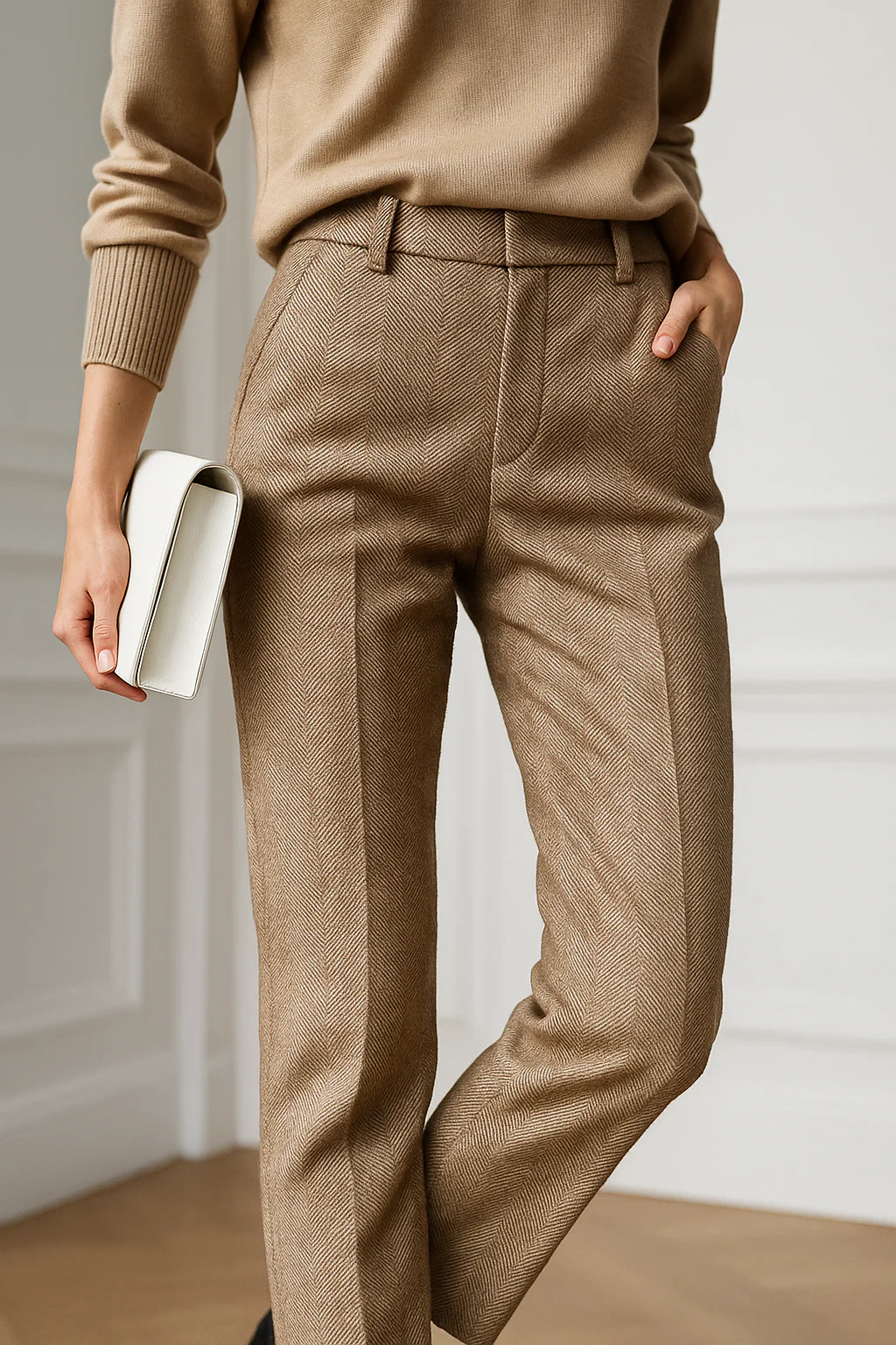 Women’s Tailored Straight-Leg Trousers - Mid-Rise Classic Fit