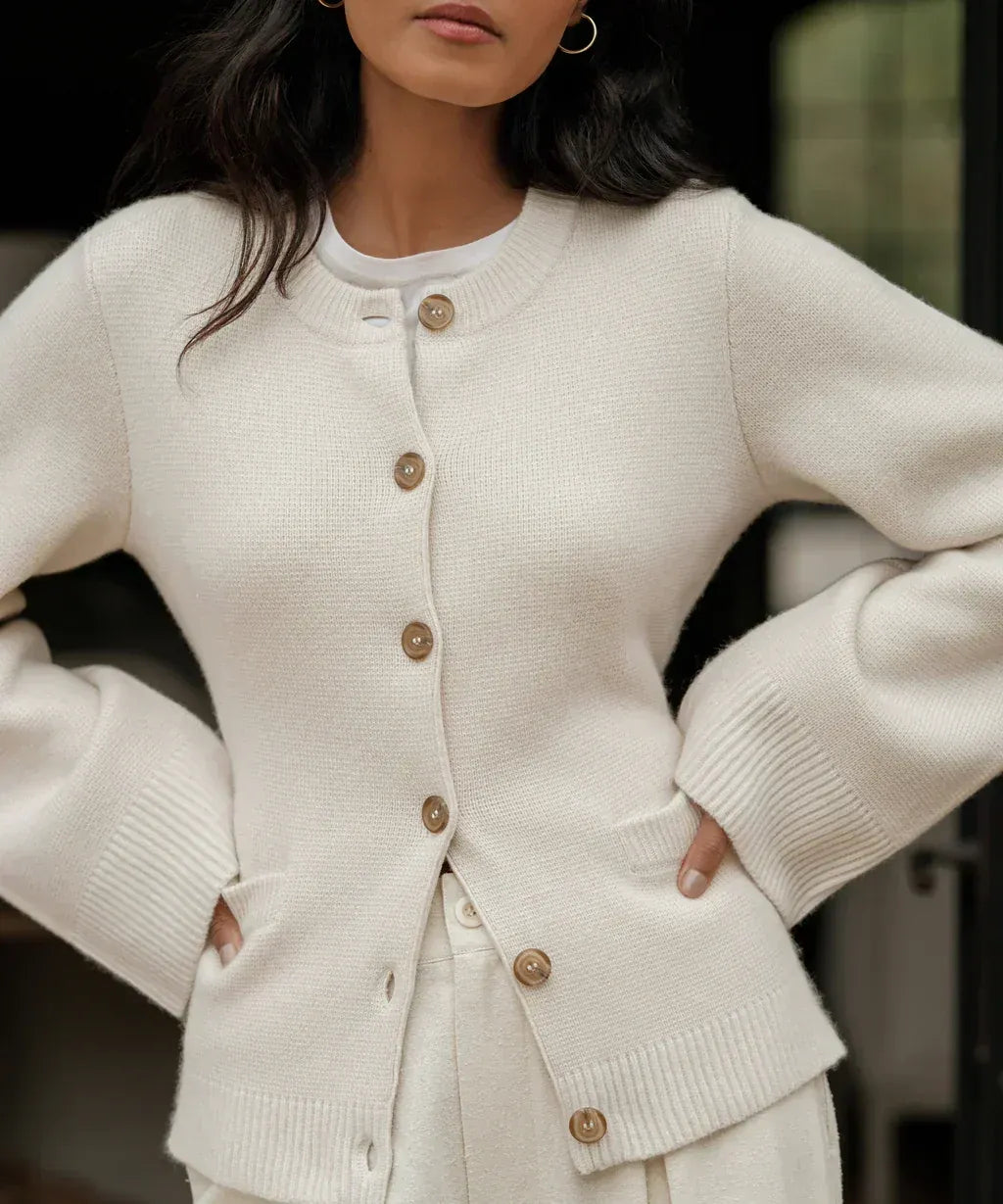 Women’s Button-Up Cardigan - Knit Sweater with Pockets
