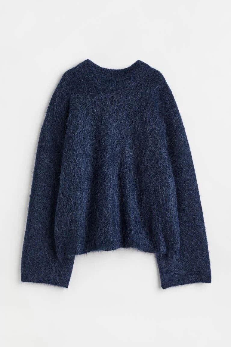 Women’s Fuzzy Knit Sweater - Cozy Long Sleeve Pullover
