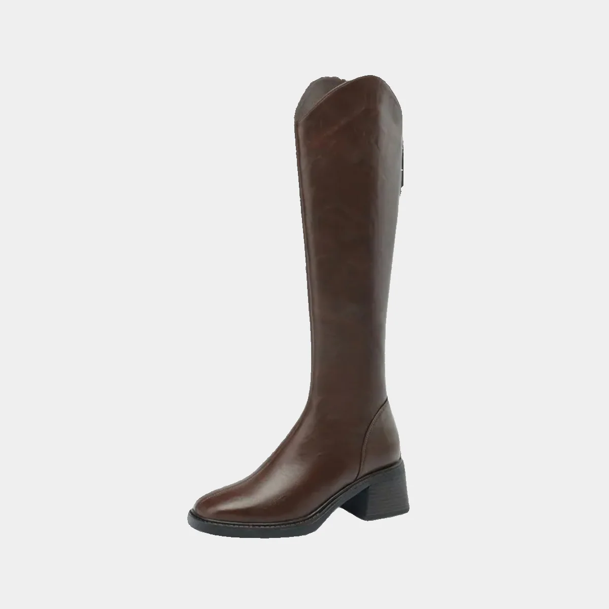 Women’s Knee-High Riding Boots - Block Heel Side Zip