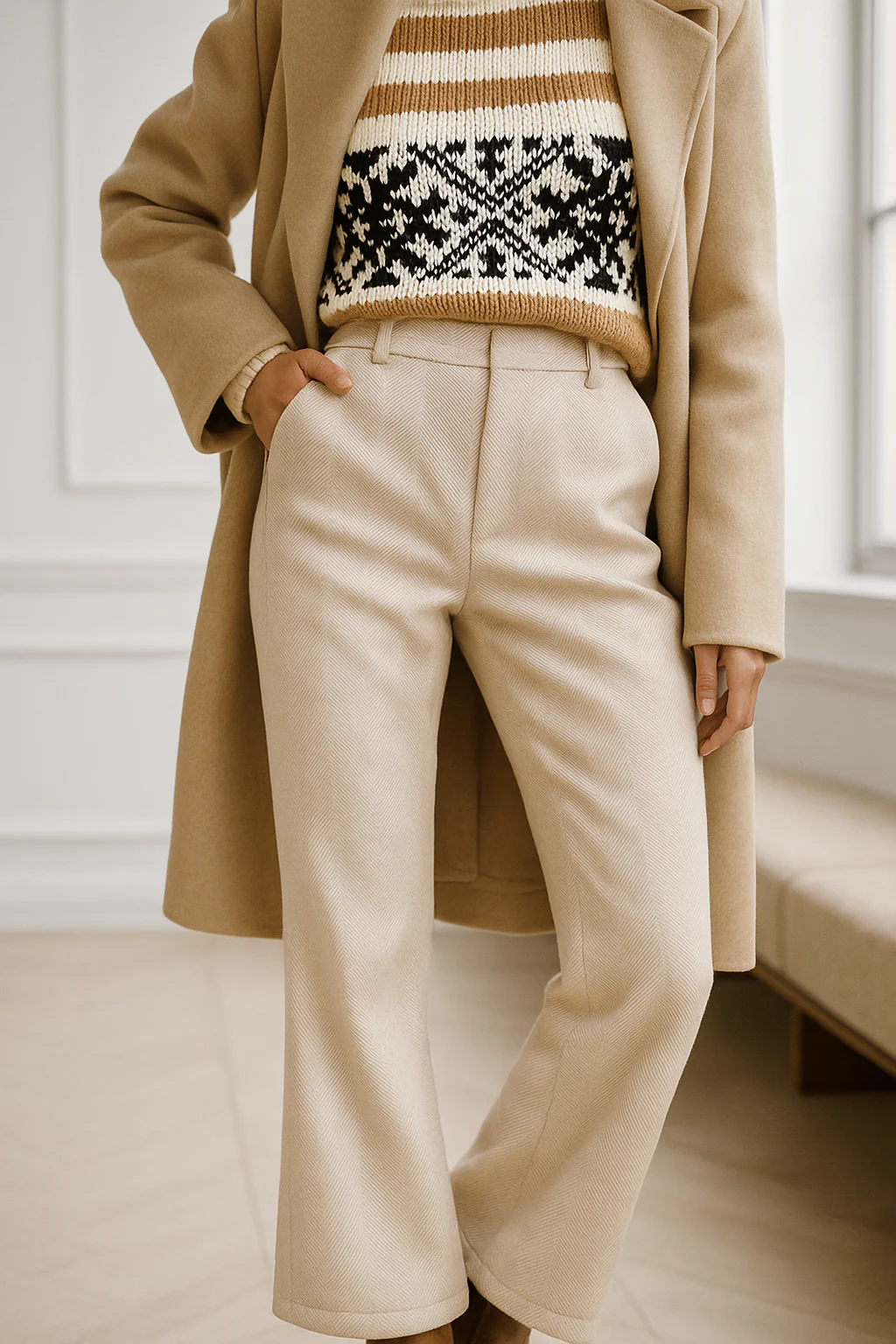 Women’s Tailored Straight-Leg Trousers - Mid-Rise Classic Fit