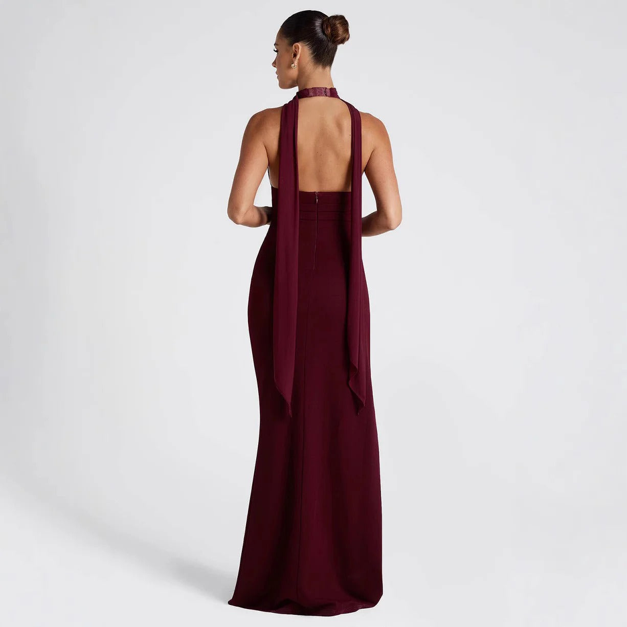 Women’s Halter Neck Evening Gown - Elegant Formal High Slit Dress