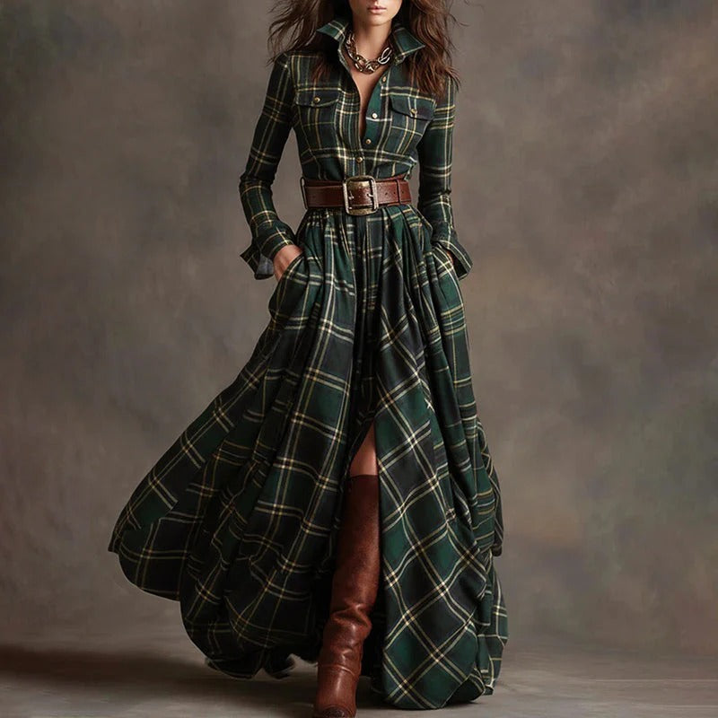 Women’s Highland Heritage Plaid Maxi Shirt Dress