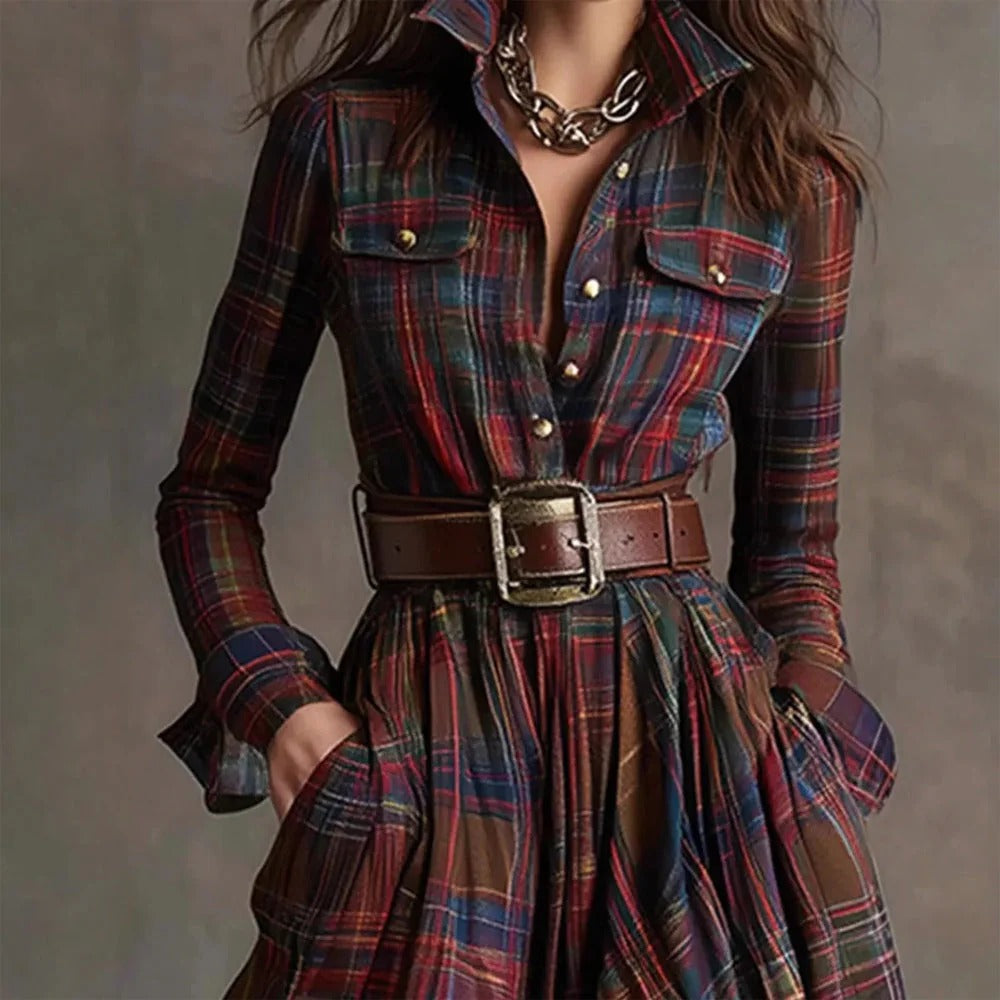 Women’s Highland Heritage Plaid Maxi Shirt Dress