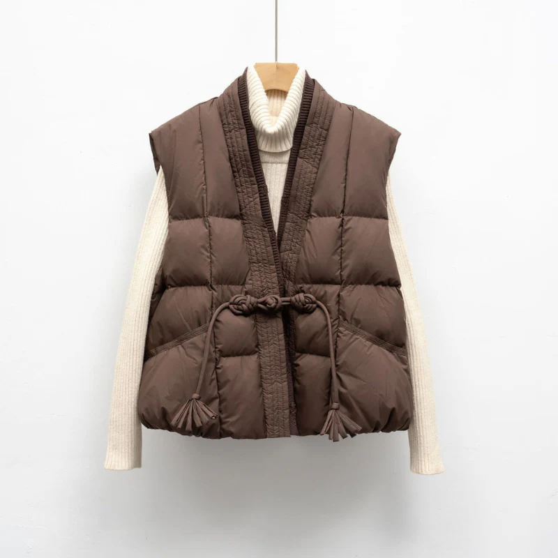 Women’s Quilted Tie-Waist Puffer Vest - Lightweight Layered Gilet