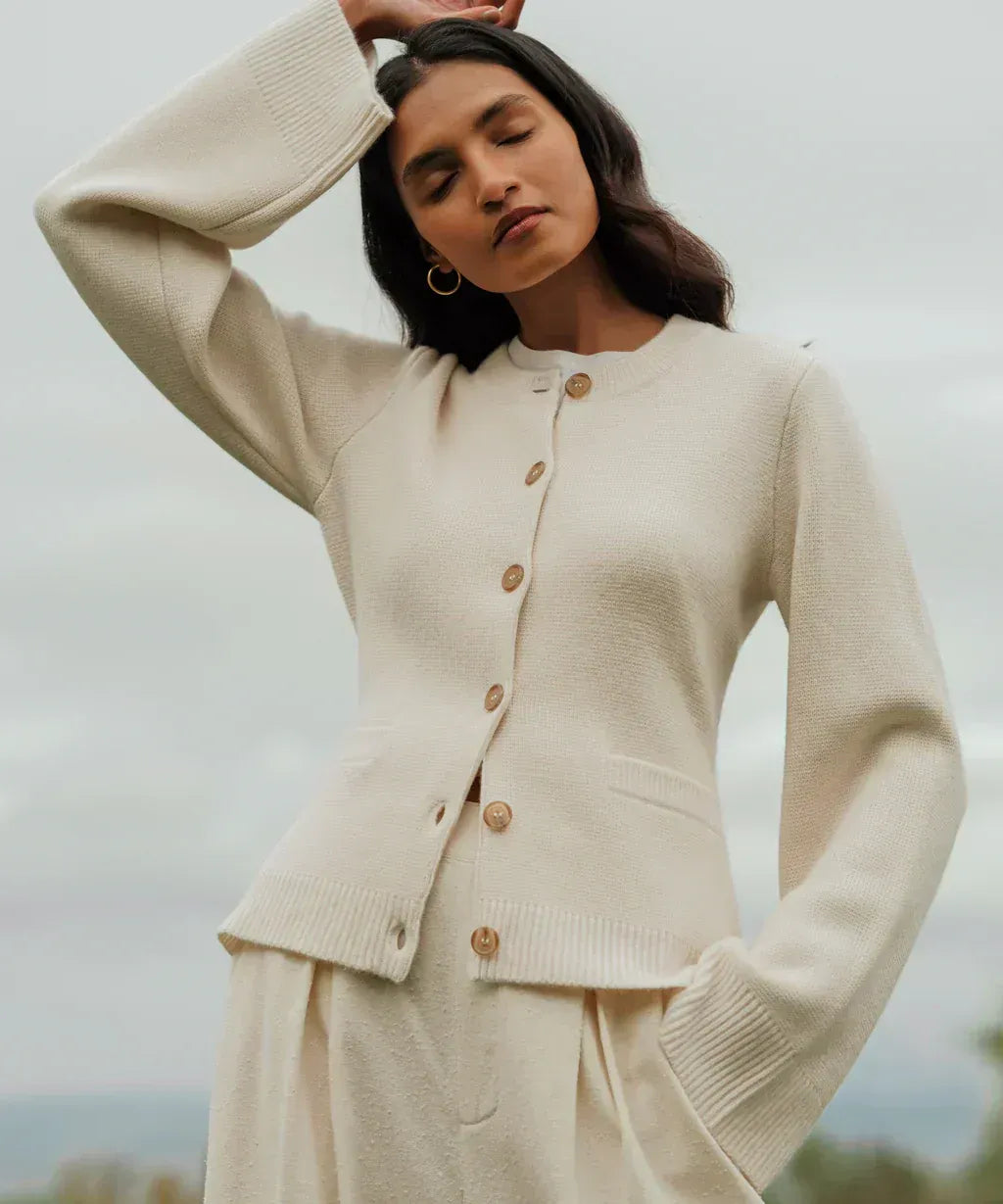 Women’s Button-Up Cardigan - Knit Sweater with Pockets