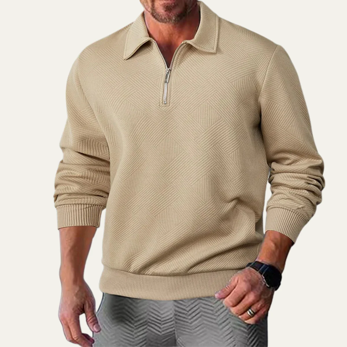 Men’s Half-Zip Pullover Sweater - Classic Stand Collar Knit Top
