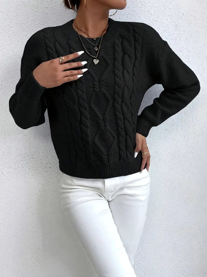 Women’s Amara Cable Knit Sweater - Classic Textured Pullover