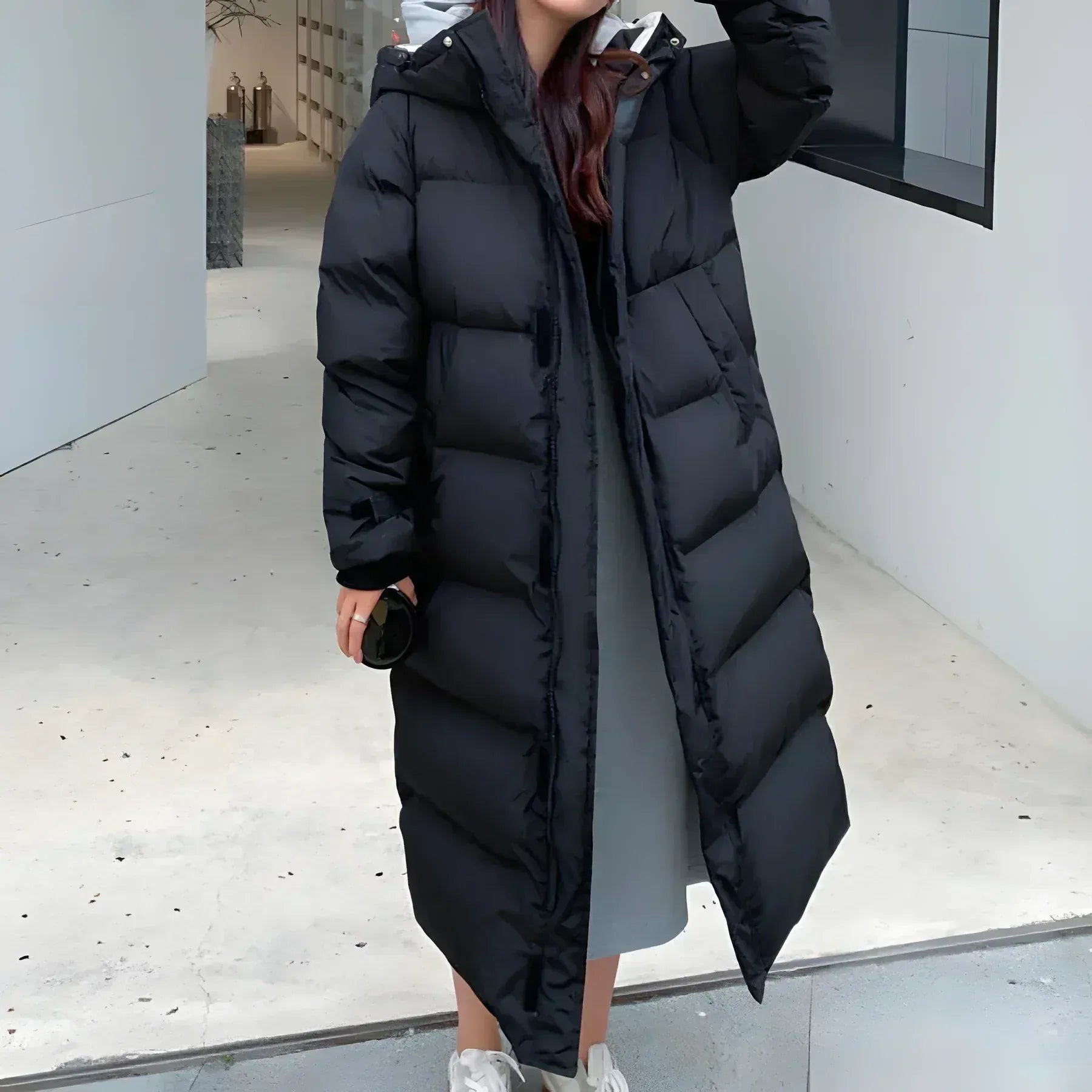 Women’s Long Puffer Coat - Hooded Quilted Winter Outerwear