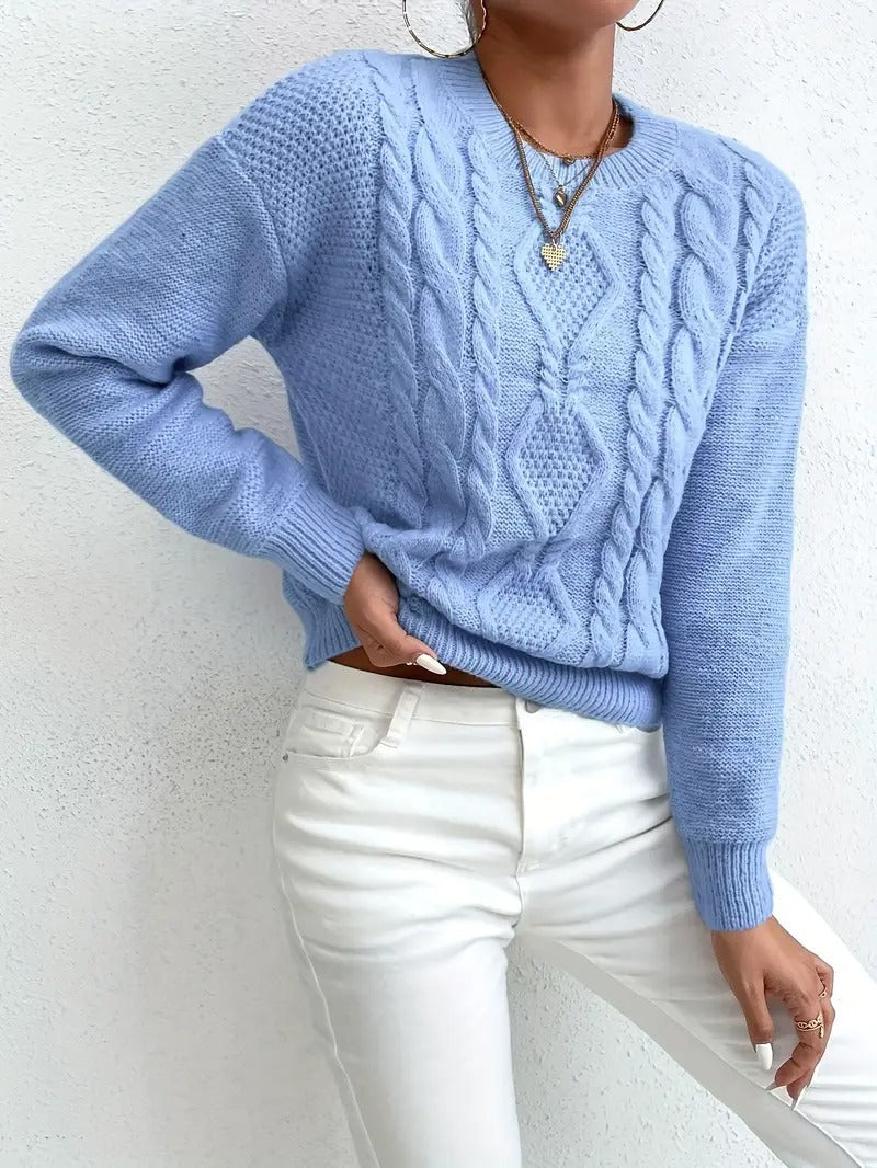 Women’s Amara Cable Knit Sweater - Classic Textured Pullover