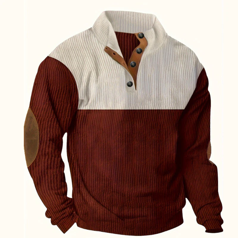 Men’s Summit Ridge Button-Neck Knit Pullover - Colorblock Casual Sweater