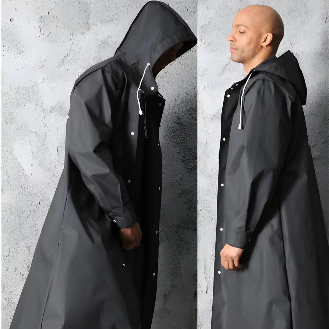 Men’s StormGuard Long Raincoat - Waterproof Hooded Shell Jacket